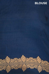 Blue Dupion Silk Saree with Gold Zari Intricate Designs