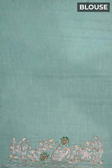 Aqua Blue Ombre Organza Silk Saree