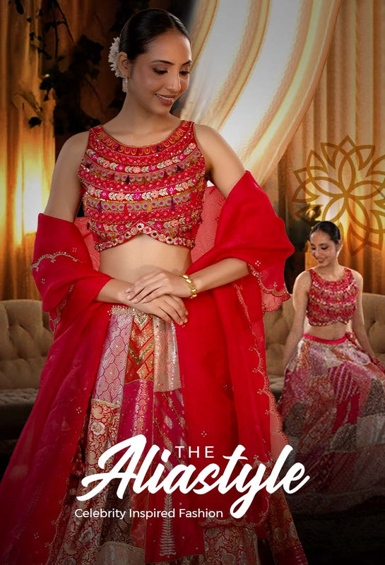 Alia Bhatt in a red wedding lehenga, bollywood wedding, bollywood saree, bollywood fashion