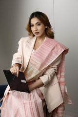 Peach Banarasi Kota Cotton Saree with Zari Motifs - Formal Wear