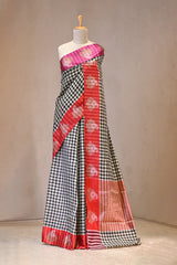 Black Banarasi Cotton Silk Saree with Ganga Jamuna Border