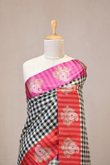 Black Banarasi Cotton Silk Saree with Ganga Jamuna Border
