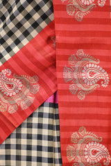 Black Banarasi Cotton Silk Saree with Ganga Jamuna Border