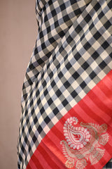 Black Banarasi Cotton Silk Saree with Ganga Jamuna Border