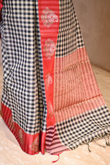 Black Banarasi Cotton Silk Saree with Ganga Jamuna Border