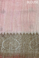 Rose Pink Handpainted Raw Silk Saree