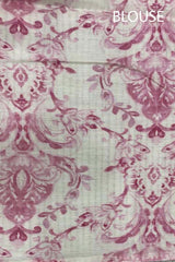 Pink & Grey Kantha Embroidered Chanderi Silk Saree