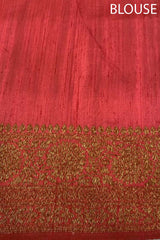 Rust Red Rangkat Handwoven Raw Silk Saree