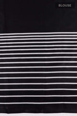 Grey & Black Striped Handwoven Satin Silk Saree