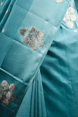 Sky Blue Handwoven Banarasi Silk Saree