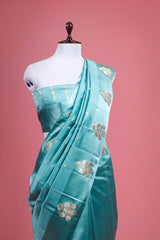 Sky Blue Handwoven Banarasi Silk Saree