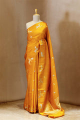 This Deer Motif Pure Banarasi Silk Saree is a wedding saree and festive wear saree. Free Shipping Available!