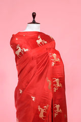 Deer Motif Pure Banarasi Silk Saree
