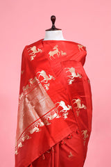 Deer Motif Pure Banarasi Silk Saree