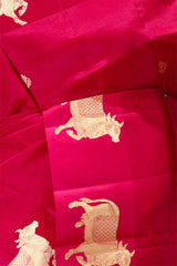 Pink Banarasi Silk Saree With Pichwai Motifs
