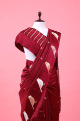 Nita Ambani Inspired Maroon Handloom Banarasi Saree