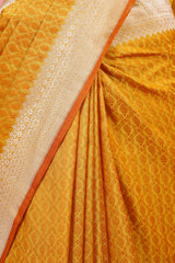 Yellow Traditional Handloom Katan Silk Banarasi Saree