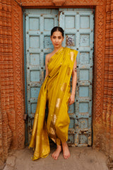 This Chartreuse Green Banarasi Silk Saree is a wedding saree and festive wear saree. Free Shipping Available!