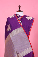Purple Katan Saree with Meenakari Floral Motifs
