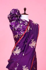 Purple Katan Saree with Meenakari Floral Motifs