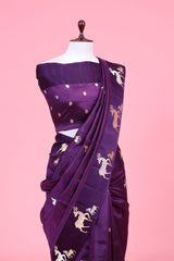Deer Motifs Handloom Banarasi Silk Saree