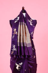 Deer Motifs Handloom Banarasi Silk Saree