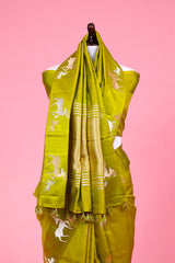 Deer Motifs Handloom Banarasi Silk Saree