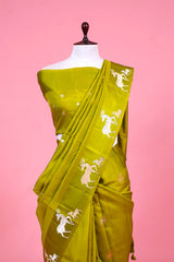 Heena Green Pure Banarasi silk saree, Green saree