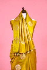 Green Handloom Banarasi Silk Saree With Shikargah Motif