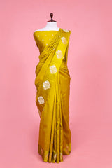 Green Handloom Banarasi Silk Saree With Shikargah Motif