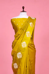 Green Handloom Banarasi Silk Saree With Shikargah Motif