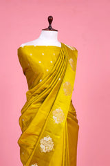 Green Handloom Banarasi Silk Saree With Shikargah Motif