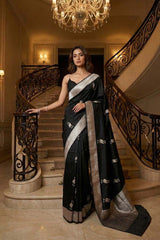 Black Handloom Banarasi Saree with Shuturmurg Motifs