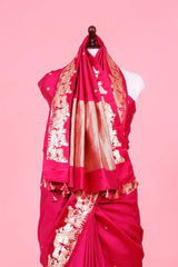 Pink Handloom Banarasi Saree with Gokul Motifs