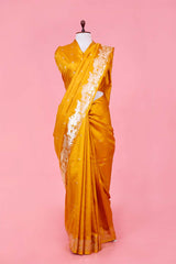 This Yellow Handloom Banarasi Saree with Gokul Motifs is a wedding saree and festive wear saree. Free Shipping Available!