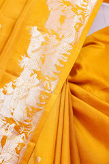Yellow Handloom Banarasi Saree with Gokul Motifs