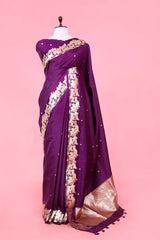 Banarasi Silk Saree, Banarasi saree, silk saree, purple saree, wedding saree, party wear saree
