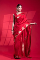 Banarasi Silk Saree, Banarasi saree, silk saree, red saree, wedding saree, party wear saree