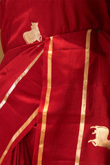 Meenakshi Chaudhary Red Banarasi Silk Saree