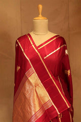 Meenakshi Chaudhary Red Banarasi Silk Saree
