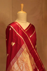 Meenakshi Chaudhary Red Banarasi Silk Saree