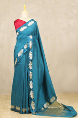Banarasi Silk Saree, Banarasi saree, silk saree, Teal blue saree, wedding saree, party wear saree