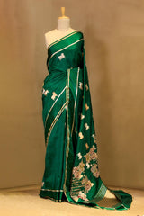 Banarasi Silk Saree, Banarasi saree, silk saree, green saree, wedding saree, party wear saree