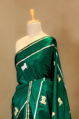 Gayatri Mantra Embellished Green Banarasi Silk Saree
