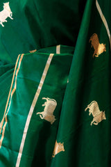 Gayatri Mantra Embellished Green Banarasi Silk Saree