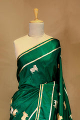 Gayatri Mantra Embellished Green Banarasi Silk Saree