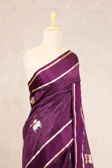 Purple Silk Banarasi Saree with Pichwai Aghanya Motifs