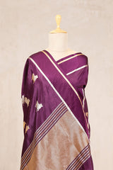 Purple Silk Banarasi Saree with Pichwai Aghanya Motifs