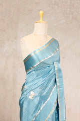 Sky Blue Banarasi Saree with Pichwai Aghanya Motifs