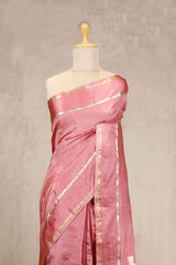 Baby Pink Banarasi Saree with Golden Zari Pichwai Motifs